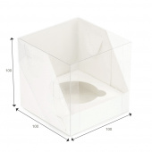 Коробка для 1 капкейка с пластиковой крышкой, 100*100*100, белая 