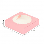 Коробка для зефира  с окном 115*115*30, розовая