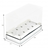 Коробка для 10 кейк-попсов с пластиковой крышкой, 240*110*160, серебро  
