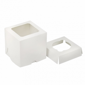 Коробка для 1 капкейка с окном, белая