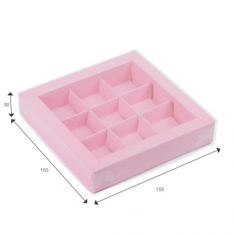 Коробка для 9 конфет, розовая