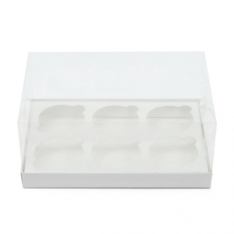 Коробка для 6 капкейков с окном, белая