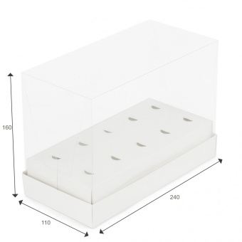 Коробка для 10 кейк-попсов с пластиковой крышкой, 240*110*160, белая         