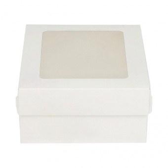 Коробка для пирожных с окном, 130*160*60, белая