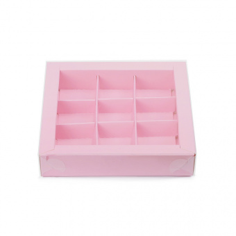 Коробка для 9 конфет, розовая