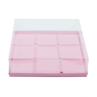 Коробка для 9 муссовых пирожных, розовая