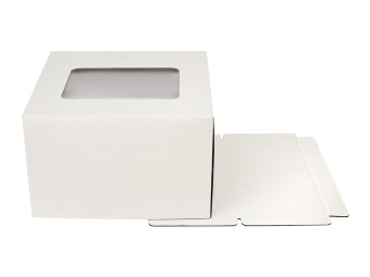 Коробка для торта "МОНО" с окном, 300*300*190, белая