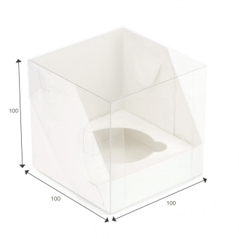 Коробка для 1 капкейка с пластиковой крышкой, 100*100*100, белая 