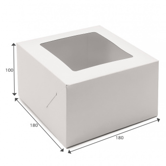 Коробка для десертов с окном, 180*180*100, белая