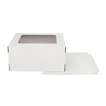 Коробка  для торта «Стандарт» с окном, 400*300*200, белая